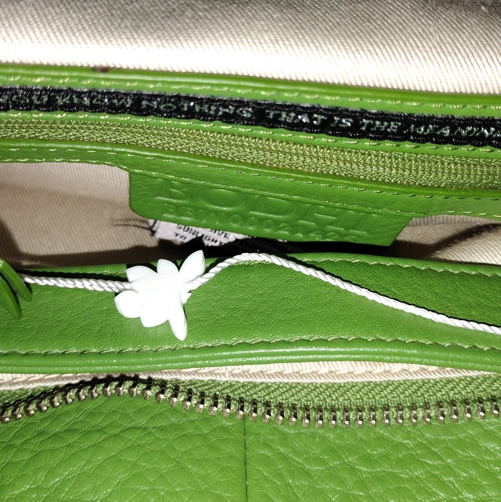 Vintage Vtg Y2k Xl Bodhi Leather Bright Green Hobo Bag Silver Chain Hardware - Picture 6 of 16